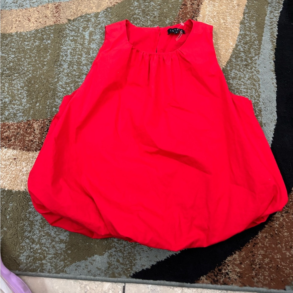 1. State Bright Red Bubble Hem Tank